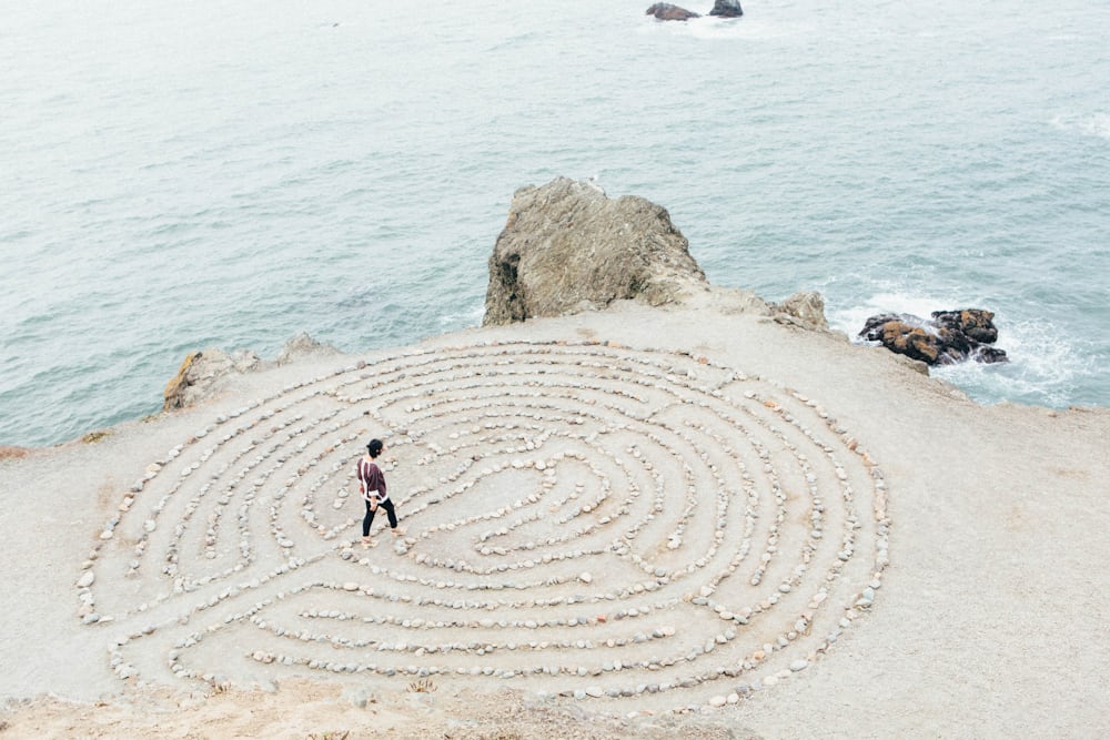 a man walking in a labyrinth, lösungsorientierung, systemische therapie